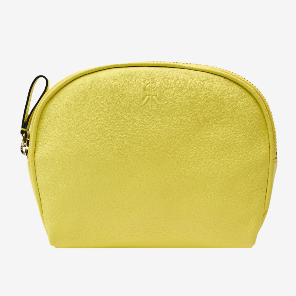 tusk-767-leather-clam-shape-cosmetic-case-lemon-front