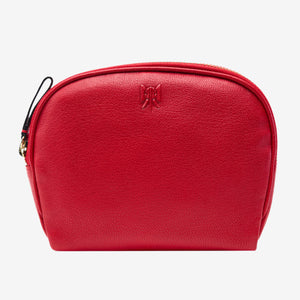 5 of 10: tusk-767-leather-clam-shape-cosmetic-case-red-front